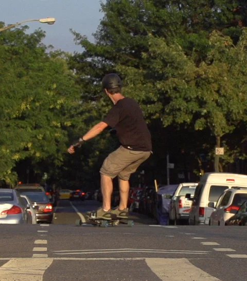 The Leif skateboard carves and stops more like a snowboard