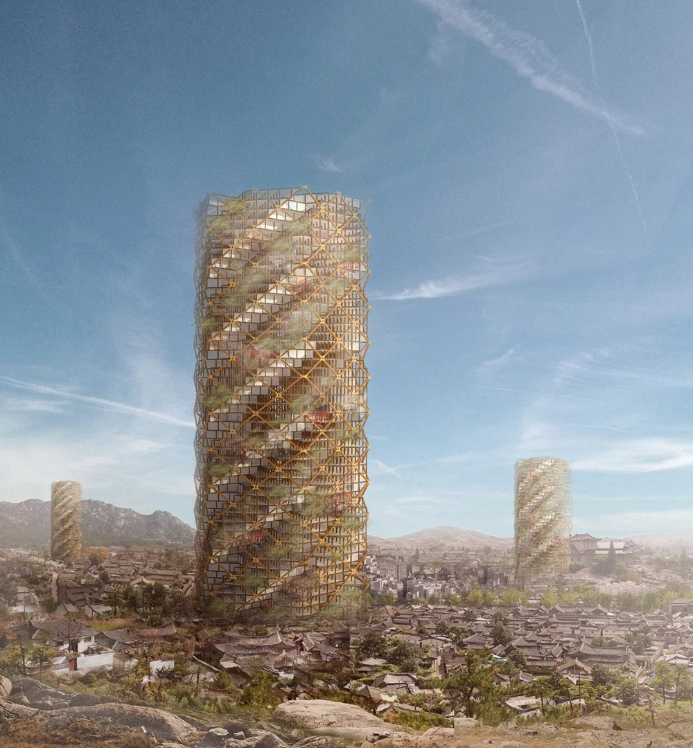 Vertical City in Kaesong, by You Gundon, Lee Minwi, Kang Ryunhong and Moon Junho, would serve as a vertical urban space