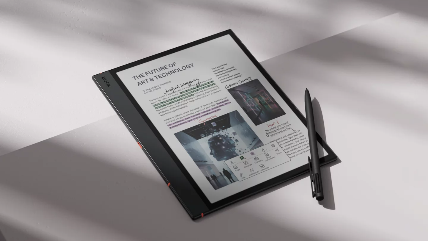 The Note Air5 C is just 0.23 inches thin at its edges, and feature Kaleido 3 color ePaper technology with capacitive touch and stylus support