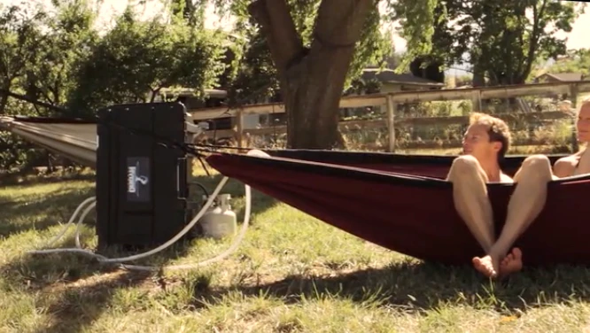 The full Hydro Hammock hot tub system is by no means small or light, but it certainly looks fun to use