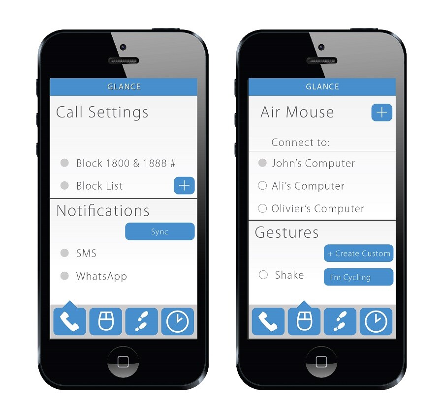Glance allows users to see who is calling, filter calls, read messages, provide a canned response to messages, control a smart TV and computer and track activity levels