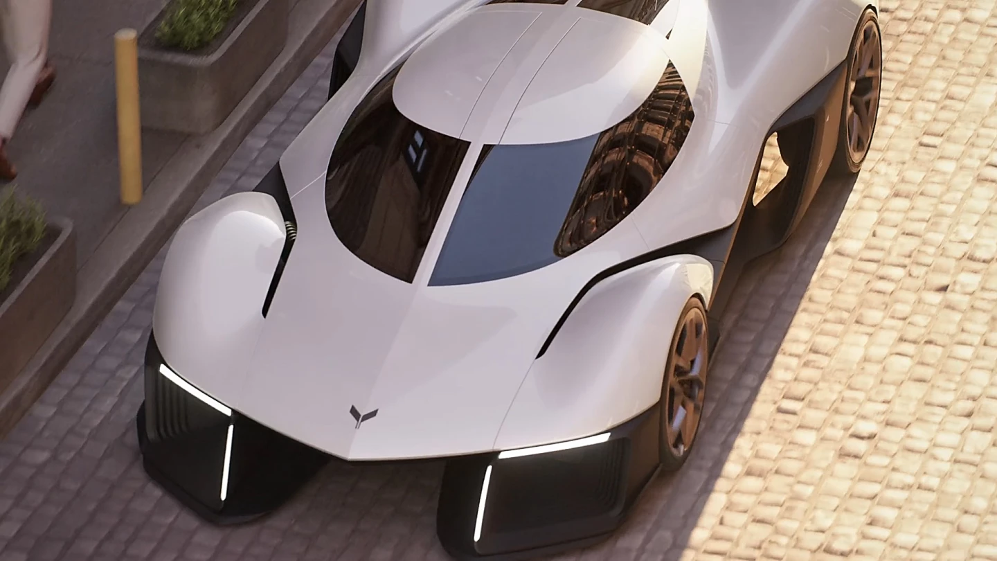 Seen here in a screengrab from a rendered animation, the Corvette is giving Batmobile