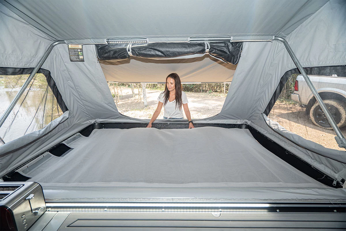 The main bed can be accessed from inside or from an outside ladder