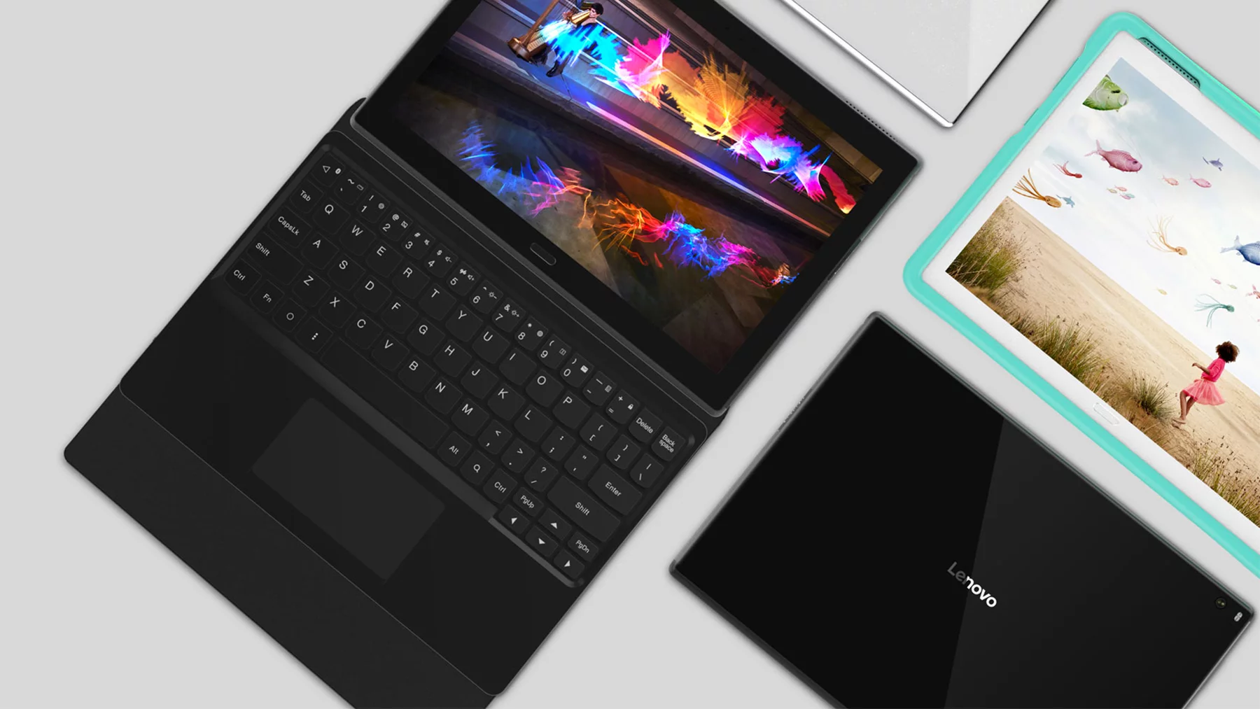Lenovo's MWC announcements include the Tab 4, shown here with the Productivity Pack and Kids Pack