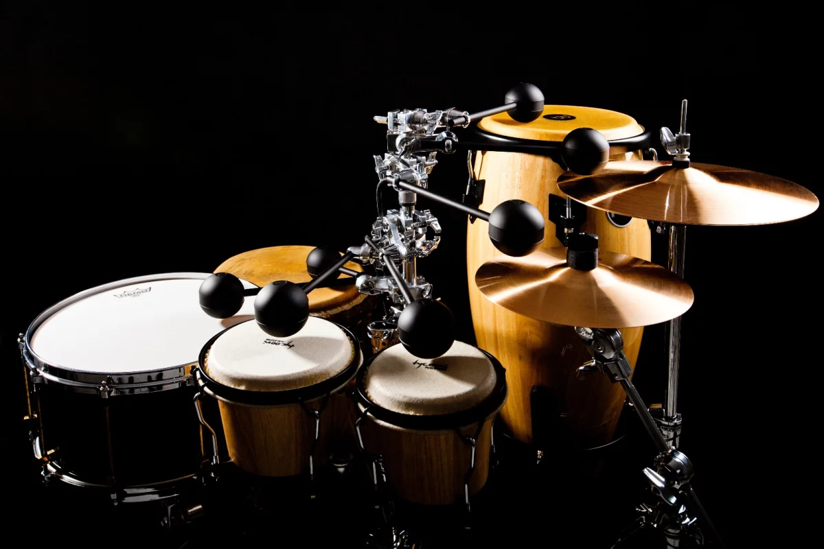 The MIDI-controlled Perc system can be used to play any percussion instrument that can be hit with a stick or hand