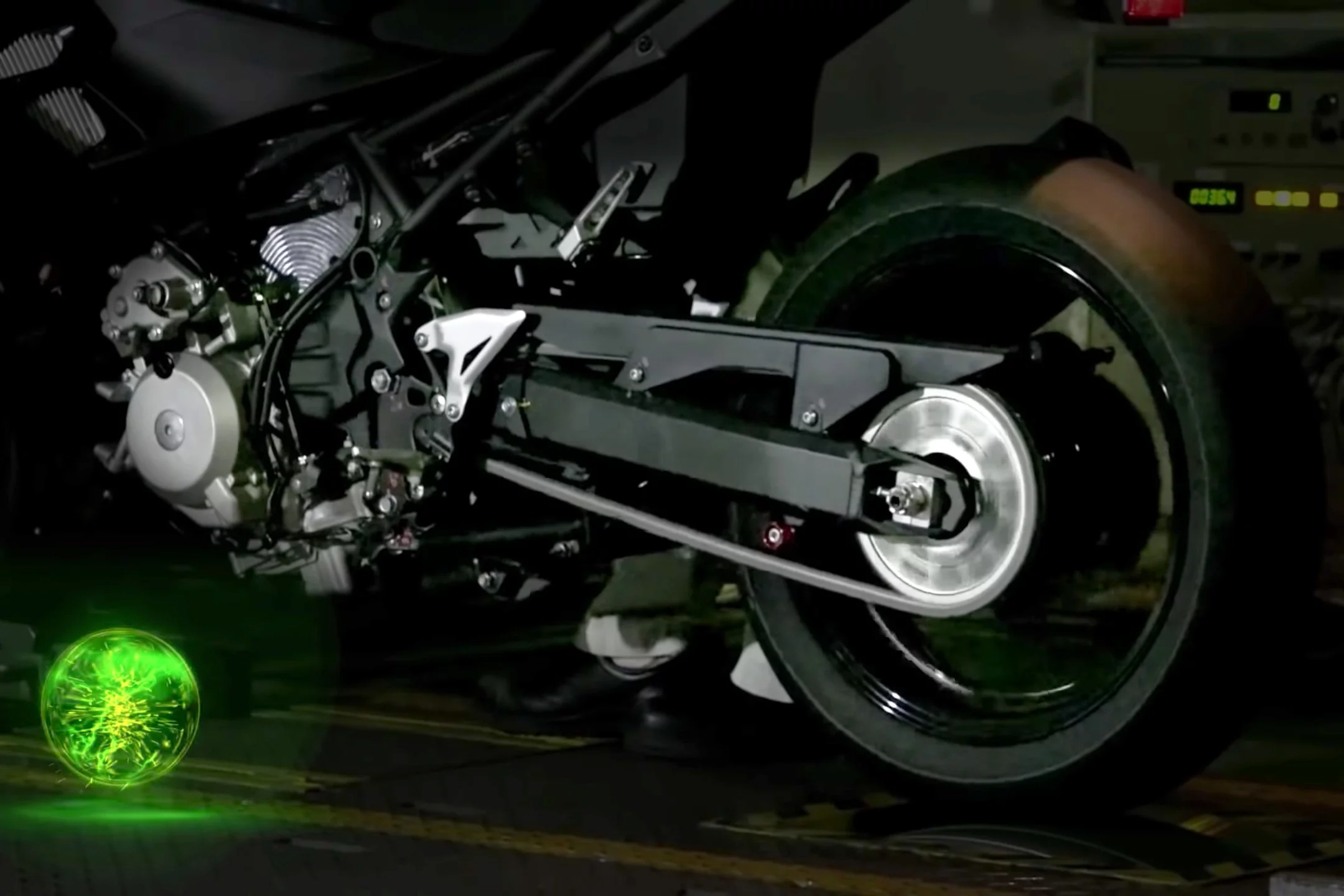 Kawasaki has released video of a prototype hybrid motorcycle accelerating through electric, hybrid and combustion modes on a dyno