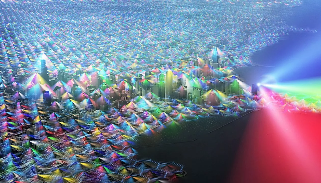 The city of Chicago lit up by cell phone signals as imagined by Nickolay Lamm (Photo: Nickolay Lamm)