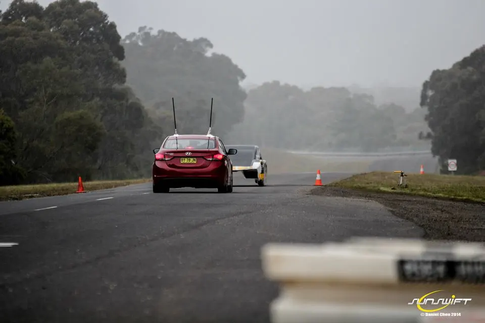 The Sunswift eVe car averaged over 100 km/h (62 mph) over the 500 km (311 mi) distance (Photo: Sunswift / Daniel Chen)
