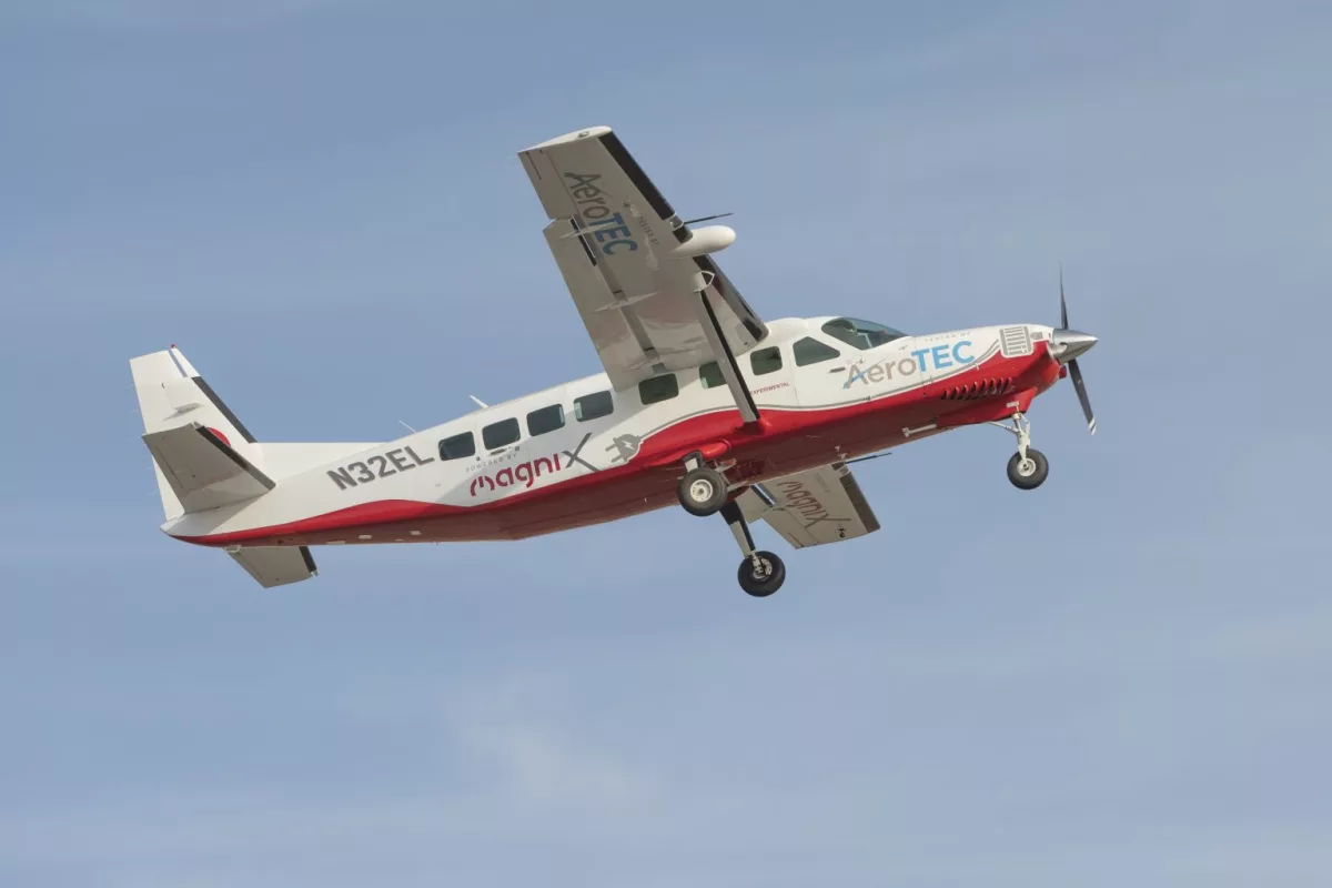 The maiden voyage of the electric Cessna took place at AeroTEC’s test facility in Moses Lake, Washington