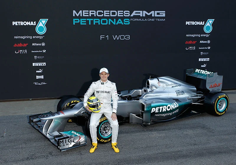 Nico Rosberg and the 2012 Mercedes AMG Petronas F1 car