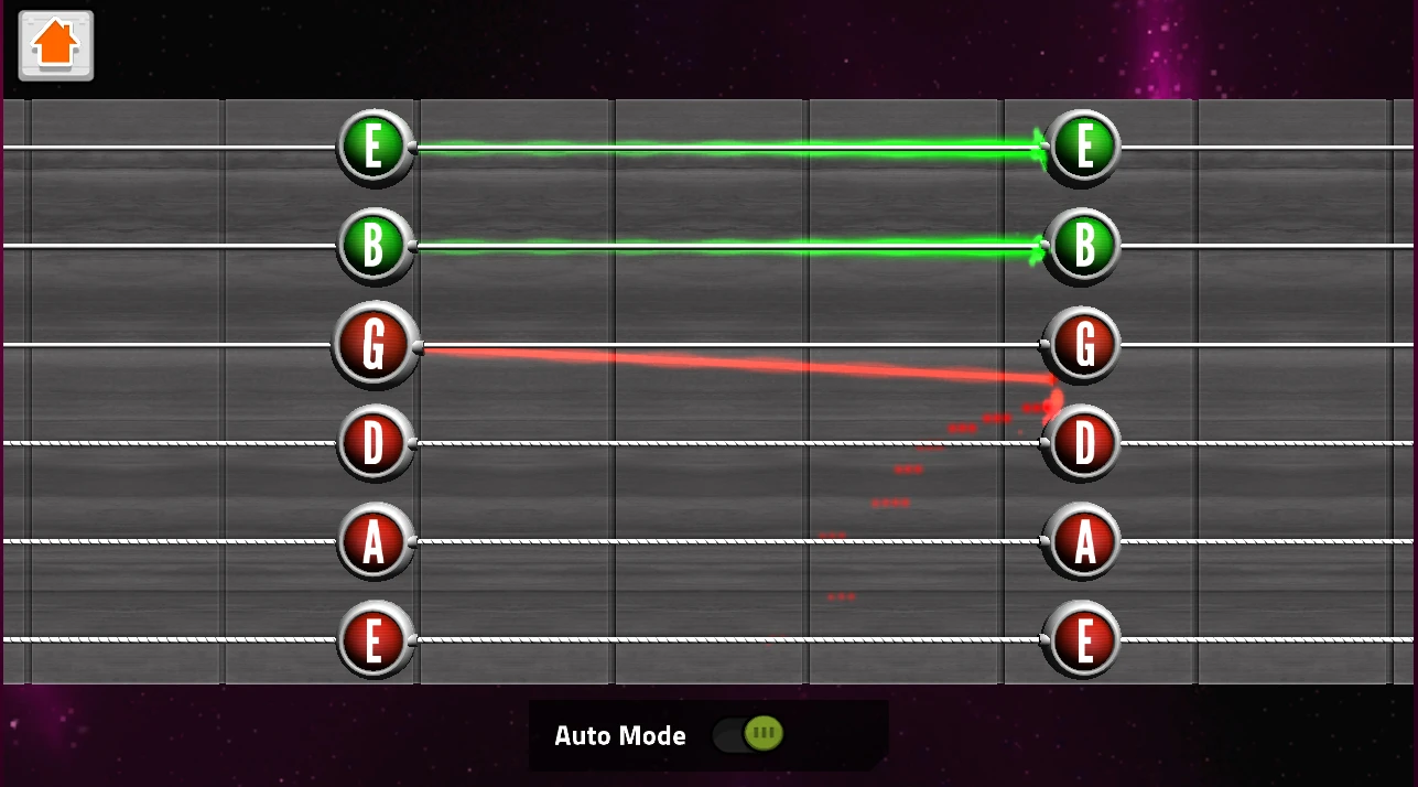 GuitarBots includes a tuner, the aim being to achieve a straight green laser line for pitch perfect tuning