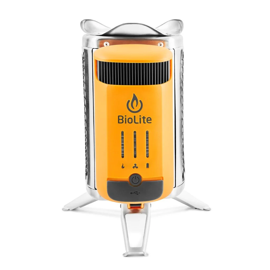 The Campstove 2 captures wasted heat energy from the fire and turns it into electricity through a thermoelectric generator