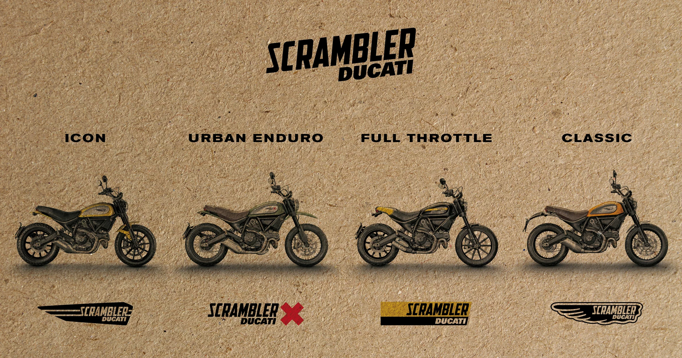 Four models of the Ducati Scrambler are available