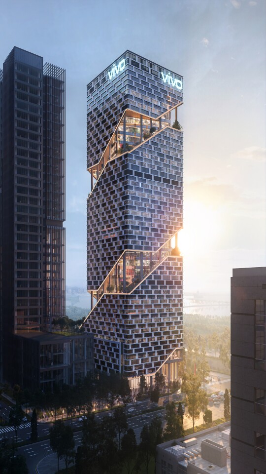 The Vivo headquarters will rise to a height of 150 m (492 ft)