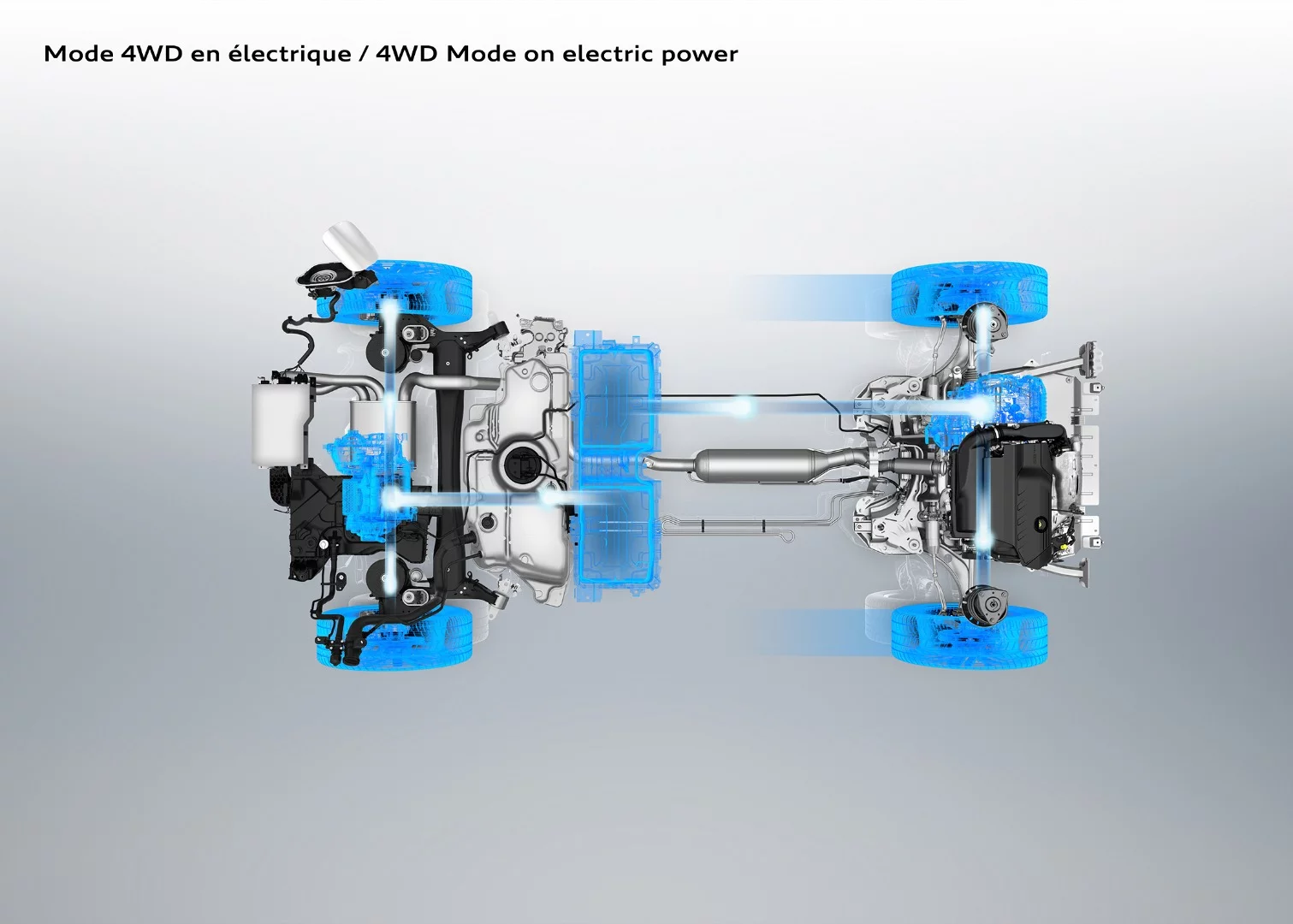With the Peugeot 3008 SUV Hybrid4, all four wheels can be propelled by the electric motors alone or in combination with the engine