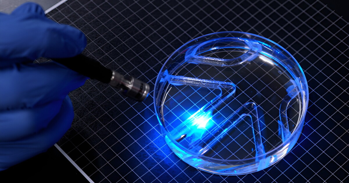 This soft robot swims by beating its fins in response to flashes of light