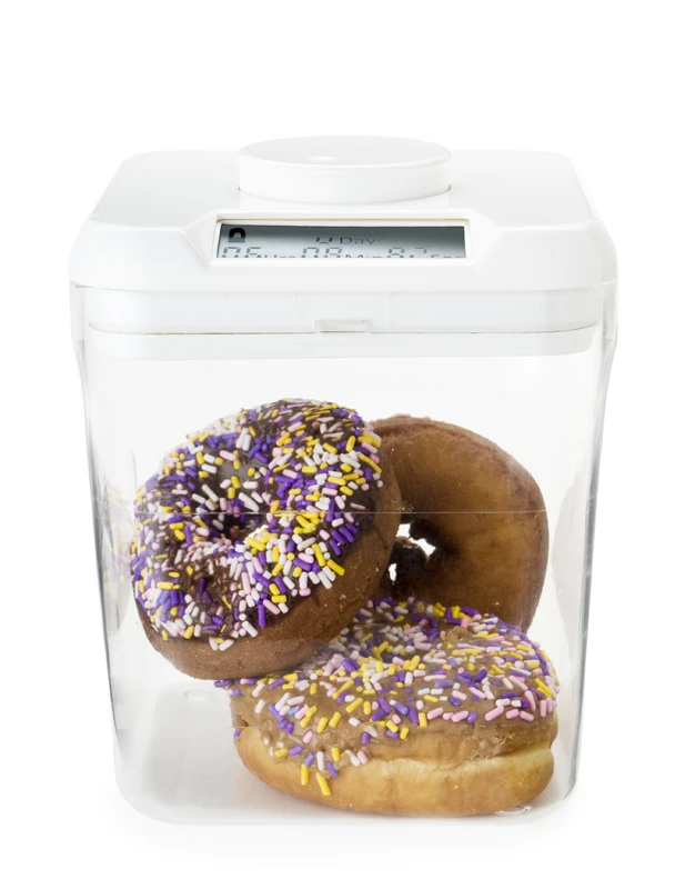 The Kitchen Safe measures 6 x 6 x 6.5 in. (15.2 x 15.2 x 16.5 cm), which is large enough to fit a variety of items