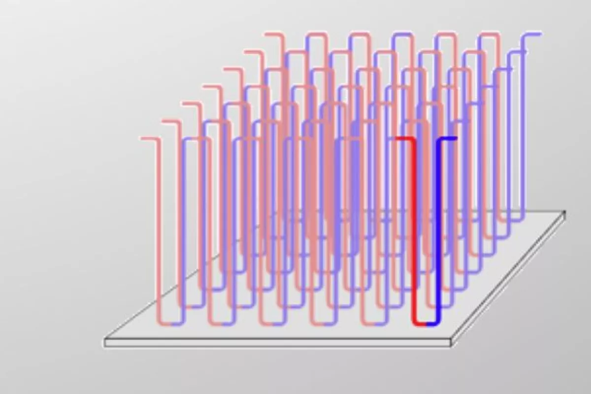 A diagram of nanowires used in a Racetrack memory chip