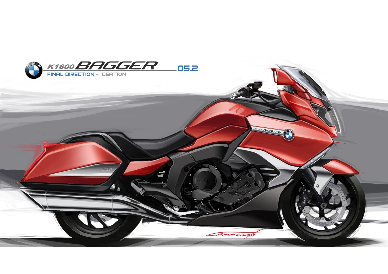 The BMW K1600 B in sketch form
