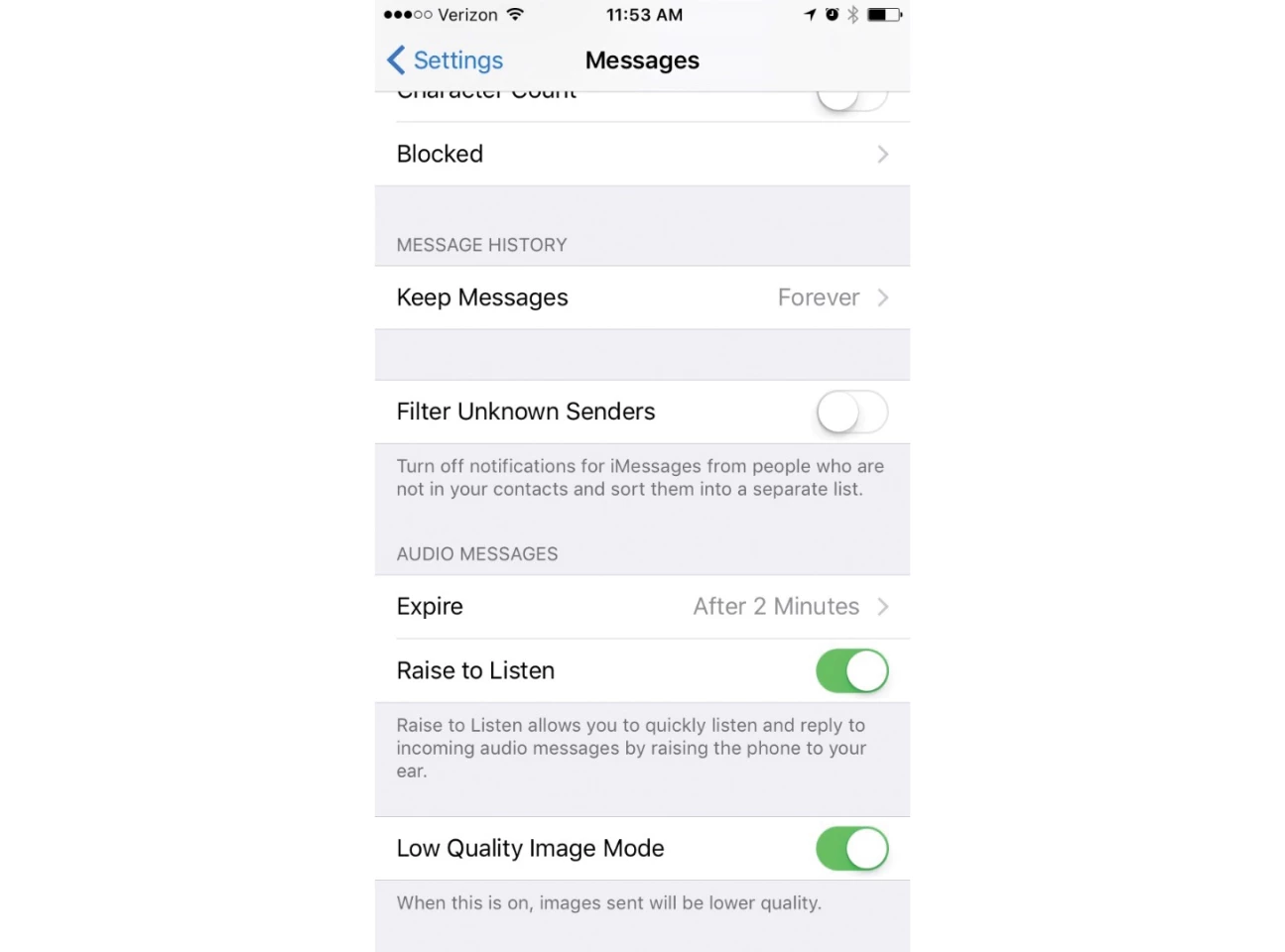 Settings > Messages > Low Quality Image Mode