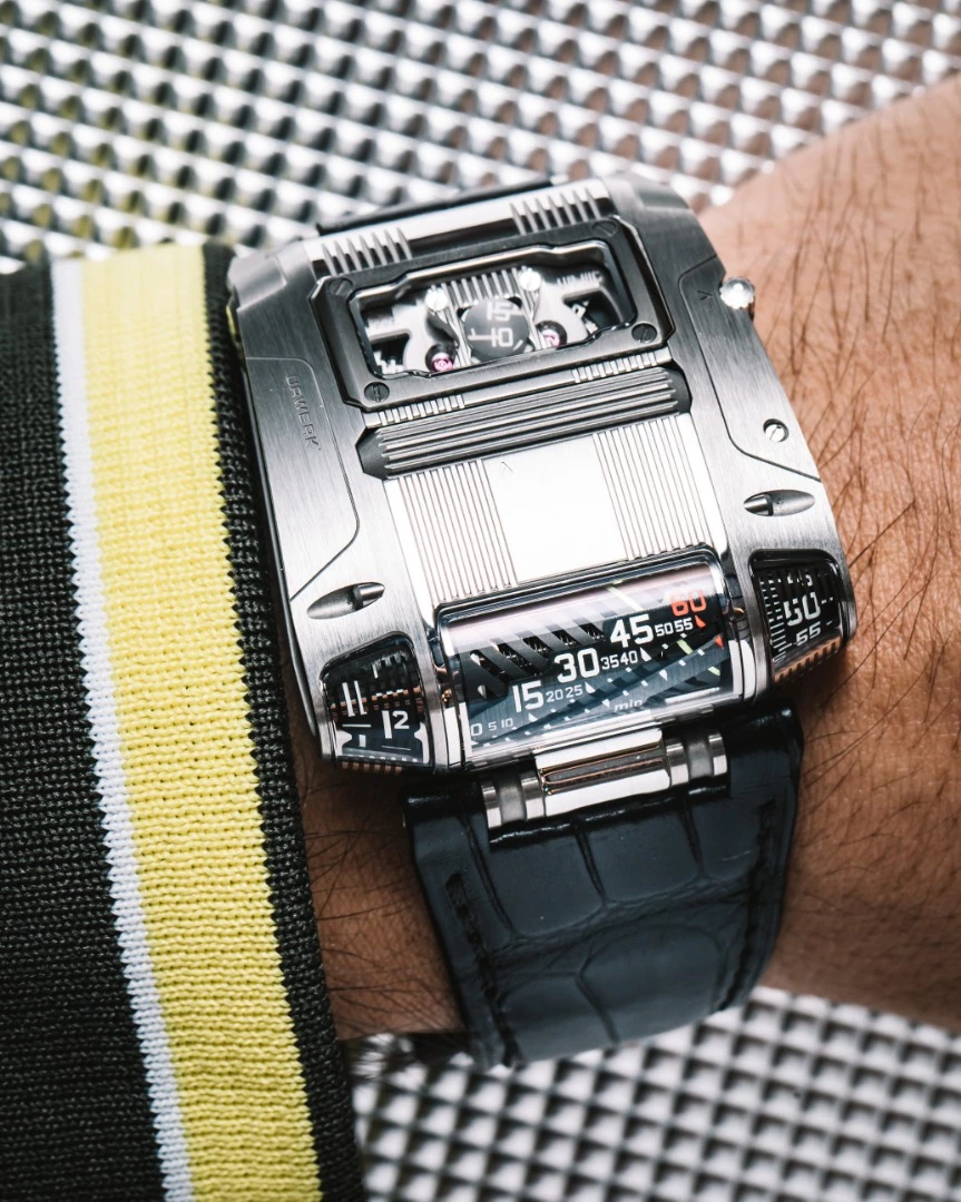 The Urwerk UR111C uses fiber optics to display seconds