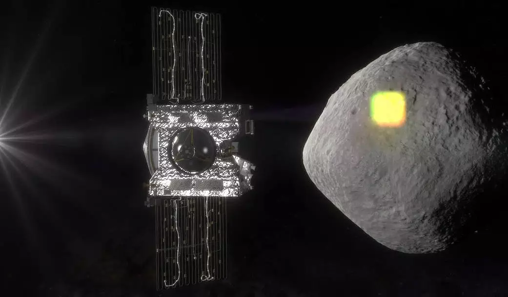 An artist's impression of OSIRIS-REx as it approaches asteroid Bennu