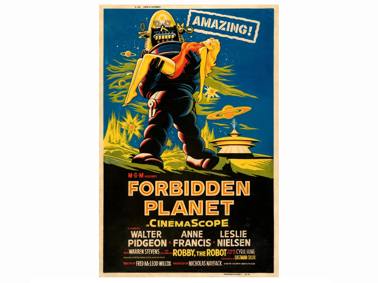 Forbidden Planet (MGM, 1956). Fine+ on Paper. Silk Screen Poster (40" X 60" | Sold for: $10,200 by Heritage Auctions on November 22, 2020