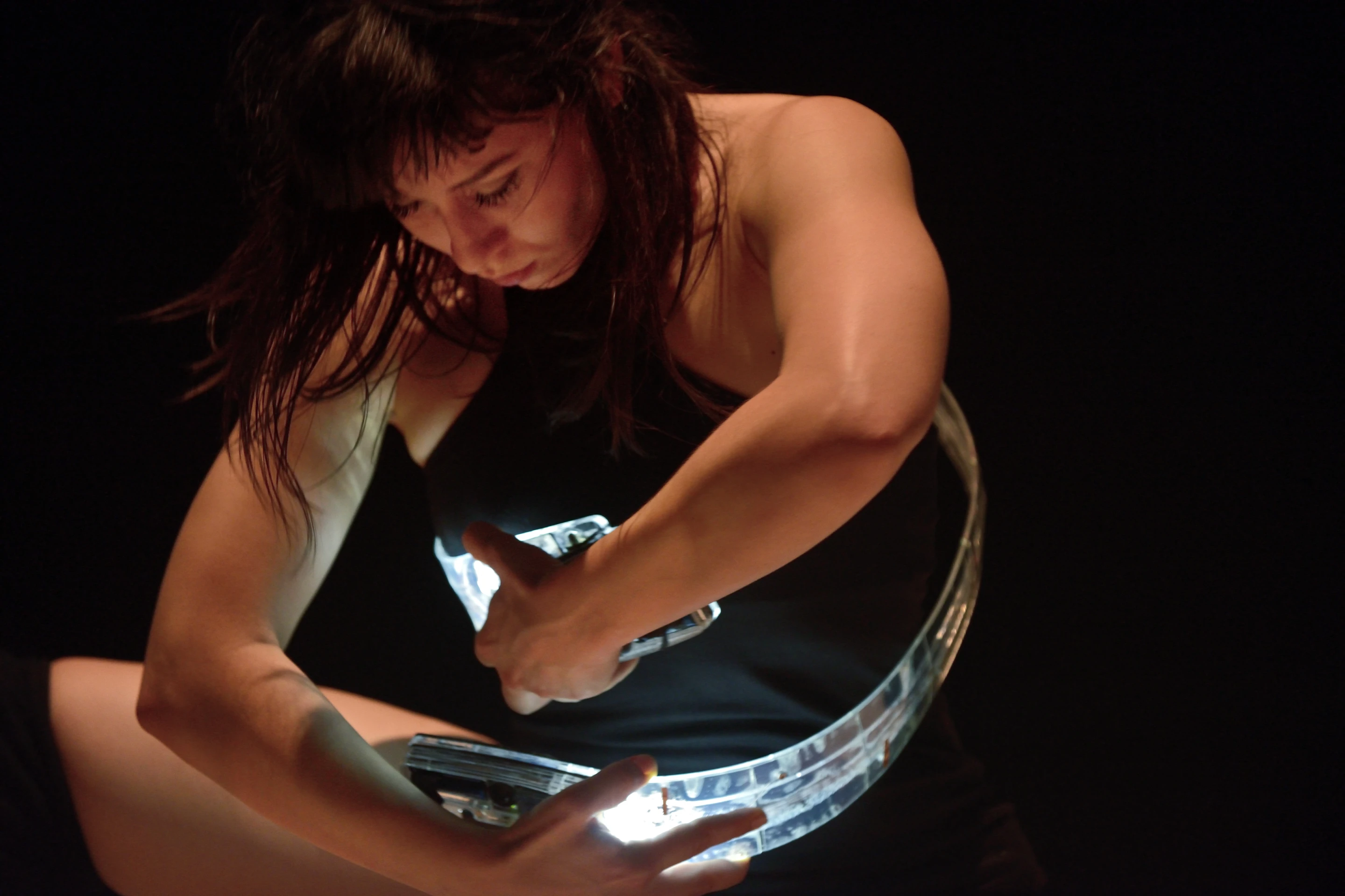 Performer Soula Trougakos wearing Rib instruments (Photo: Michael Slobodian)