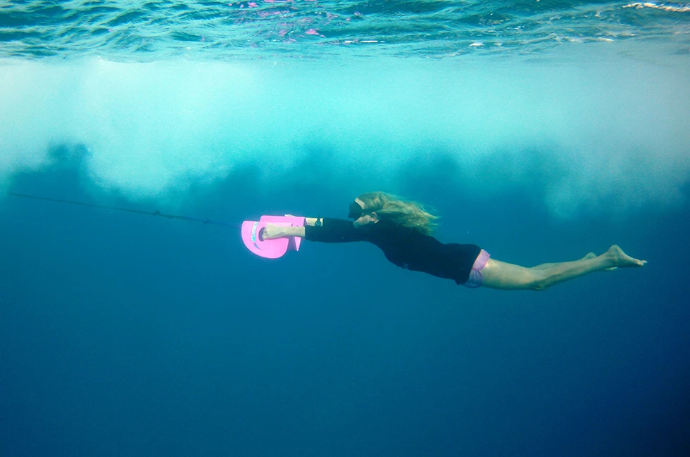 With the help of a tow vessel, the Nautboard makes it easier to swim with a dolphin-like motion