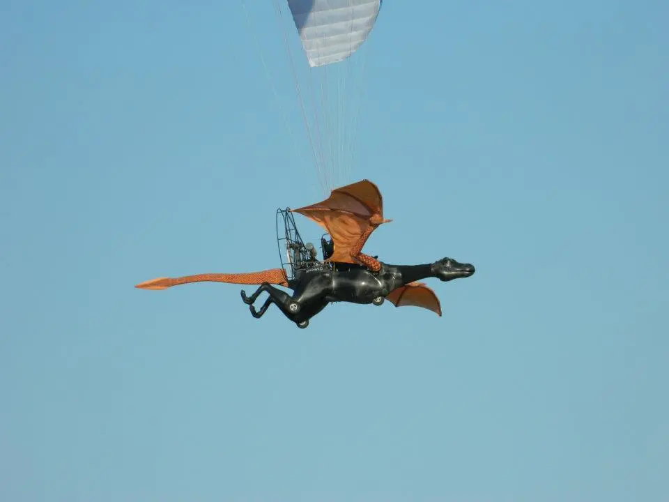 This past summer, passersby near a small airport in California spotted a winged dragon going for a series of test flights (Photo courtesy Tammy Jackson-Zaninovich)(Photo courtesy Tammy Jackson-Zaninovich)