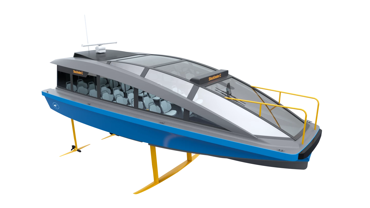 The P-130 ferry uses an onboard computer to assess its pitch and roll and adjust its foils accordingly