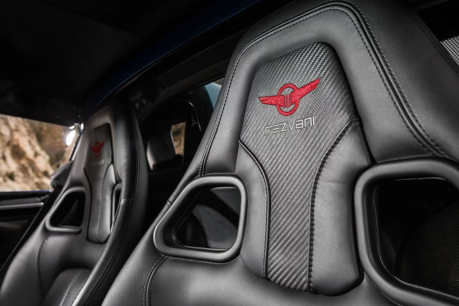 The seats share plenty with the buckets in a Lotus Exige, but Rezvani has stitched its own touches into the headrests