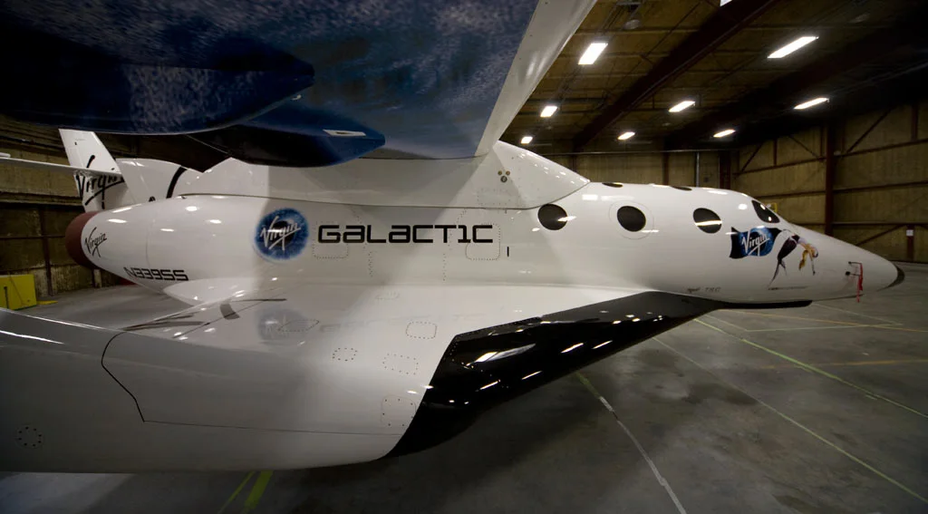 SpaceshipTwo attached to the WK2 launch craft (Photo: Ned RocknRoll)
