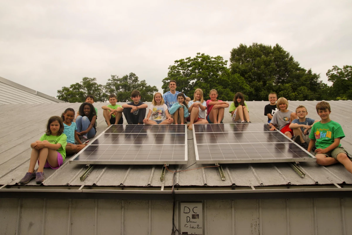 Aaron Sebens and his class of fourth-graders from the Central Park School for Children in Durham, North Carolina