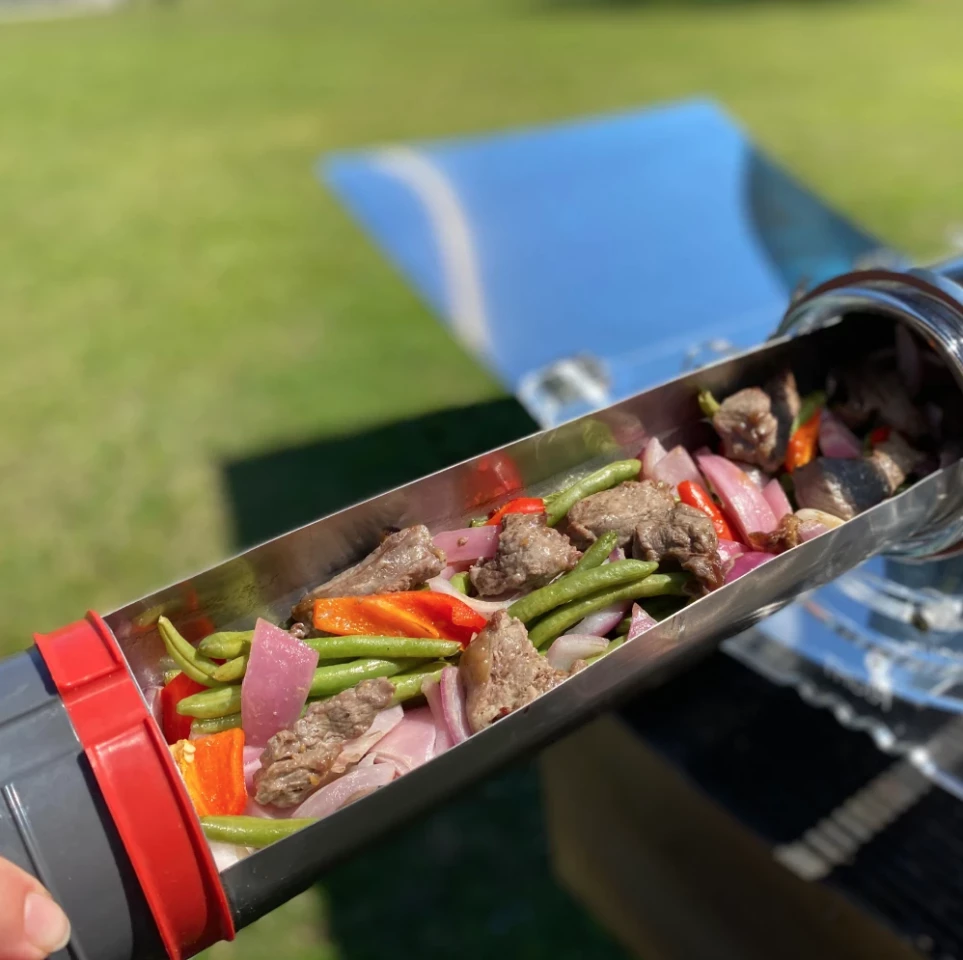 The GoSun Sizzle works like the company's GoSun Fusion, cooking its food inside a vacuum insulated tube