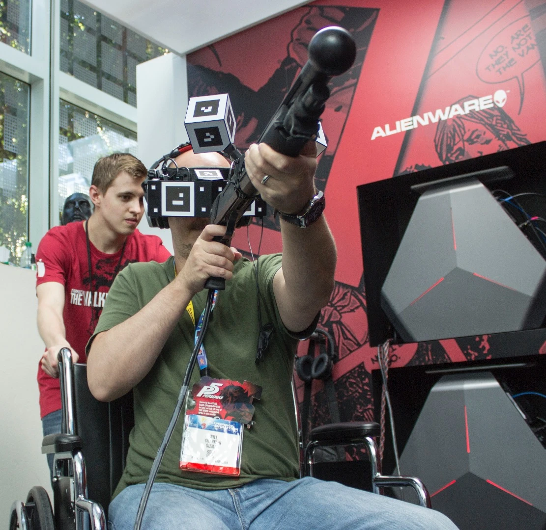 The shotgun controller felt convincing in the virtual world