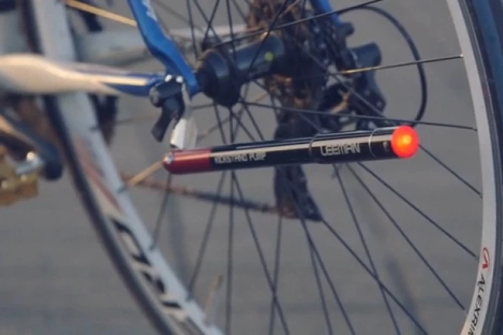 The Kickstand Pump, folded up and serving as a tail light