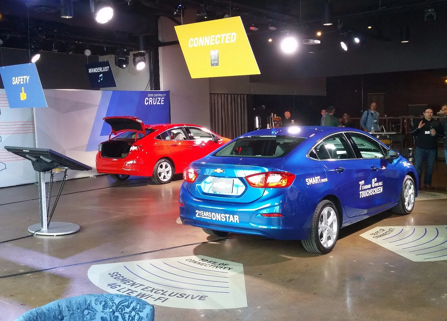 The display of Cruze vehicles at breakfast before leaving for the open roads of Tennessee