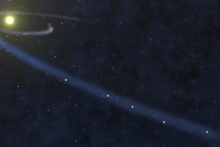 An artist's impression of a long, cold gas cloud discovered in the Milky Way