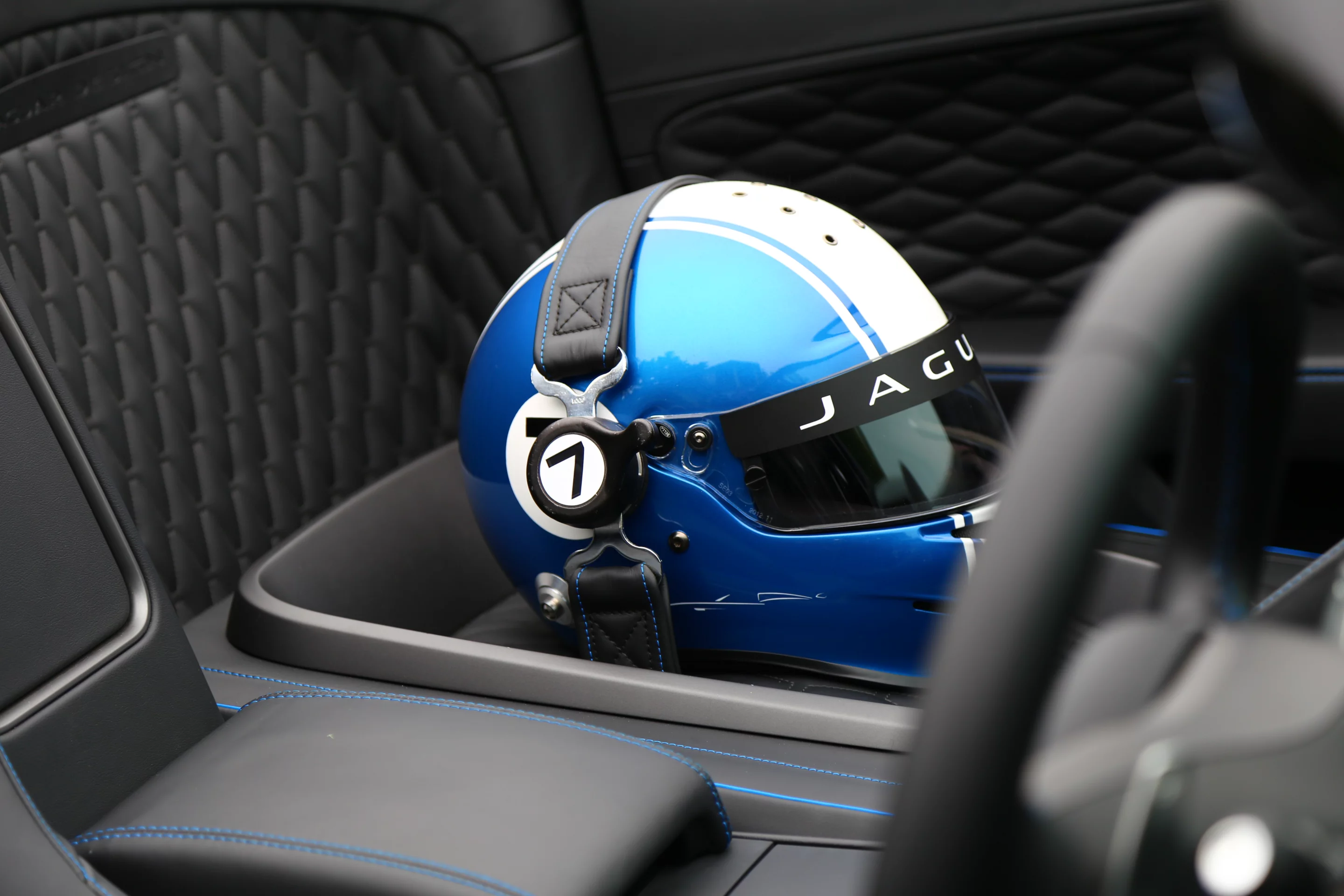 Jaguar Project 7 comes complete with matching racing helmet and rollcage as standard ... passenger placement not optional (Photo: Angus MacKenzie/Gizmag.com)