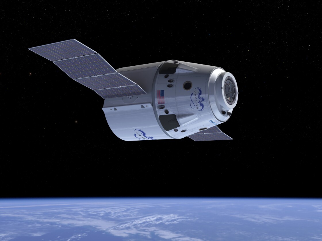 Artists impression of Dragon in orbit