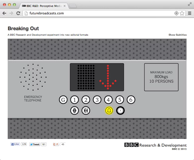 Screenshot of the BBC's online Breaking Out perceptive media experiment (Image: Mudlark)