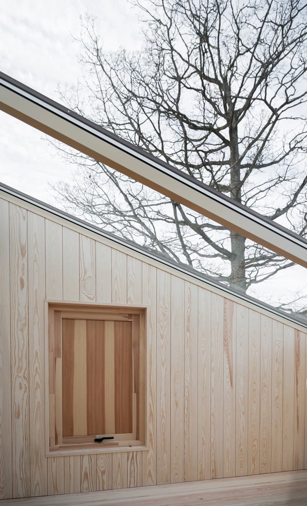 Light filters softly through fixed glass roof panels