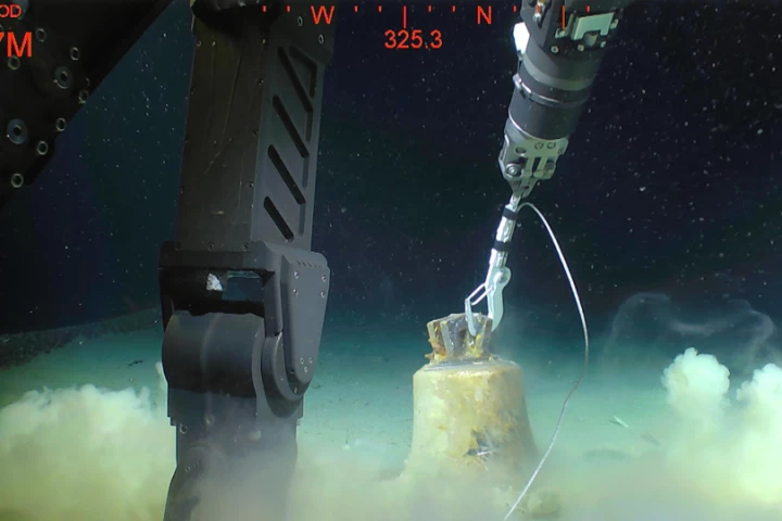 The bell of HMS Hood recovered after 74 years