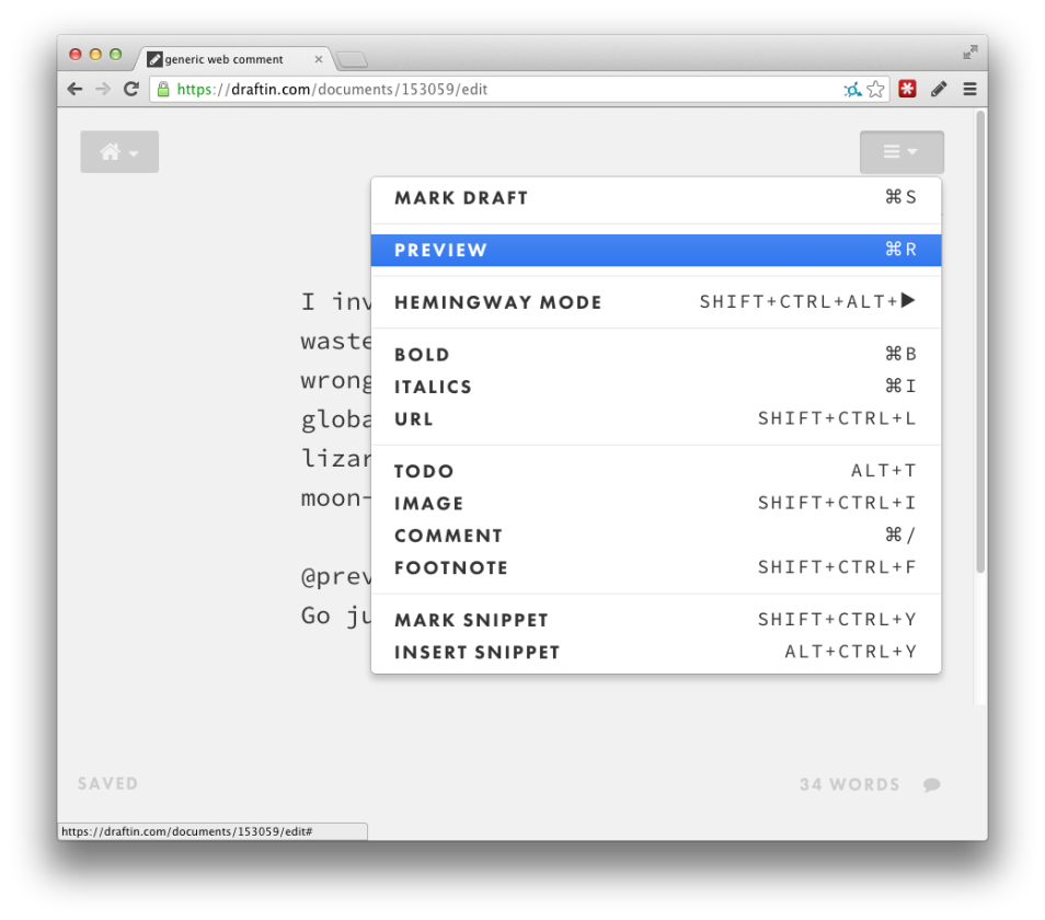 Draft: handy for composing carefully-crafted web comments