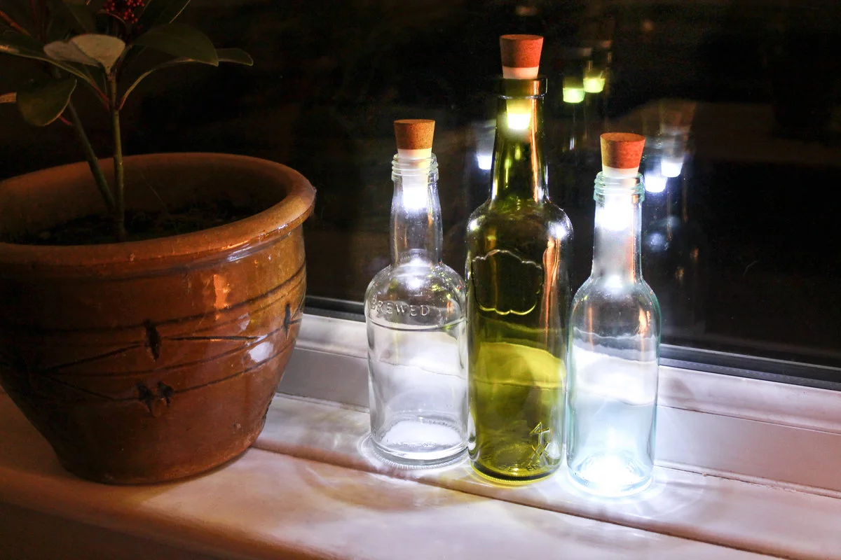 bottlelight-festooned wine bottles, helping to class things up a little