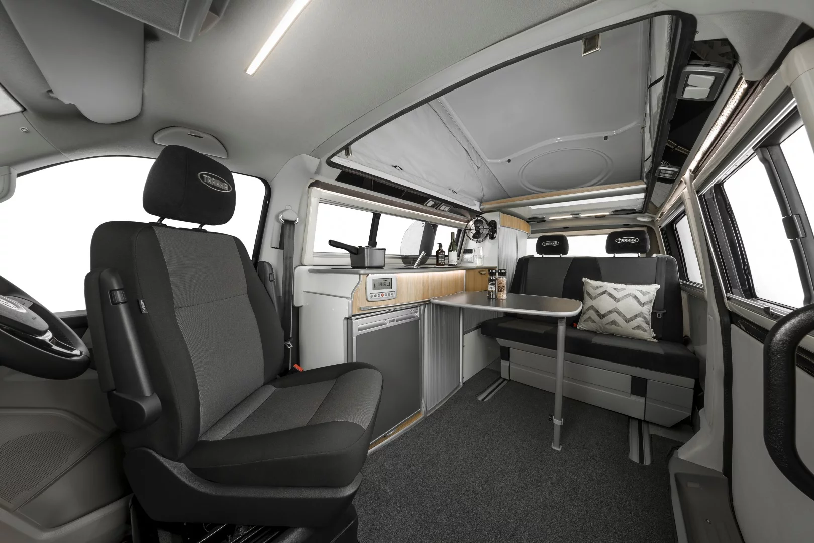 The removable table can mount inside or out