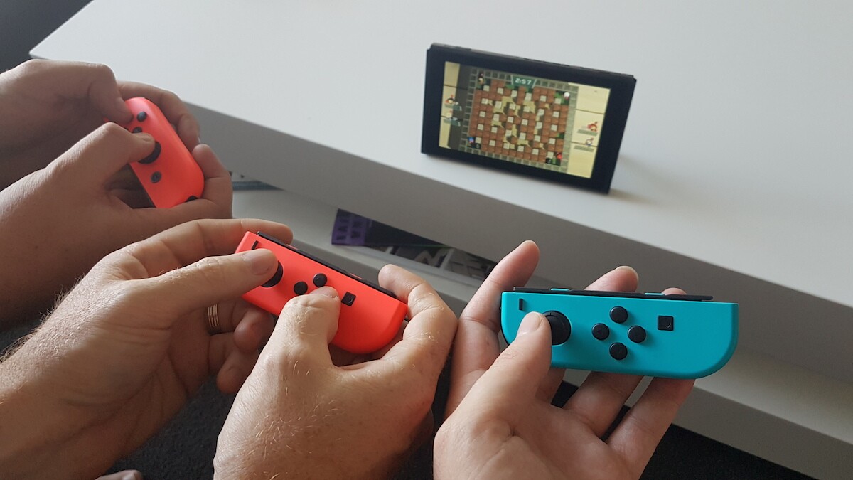 Up to eight players can jump into a game of Super Bomberman R , although crowding around the tablet-sized screen isn't the most comfortable way to play