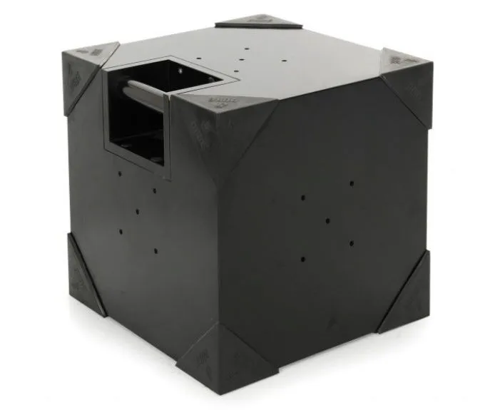 The DUBE is a specially-constructed wooden box that serves as a percussive musical instrument