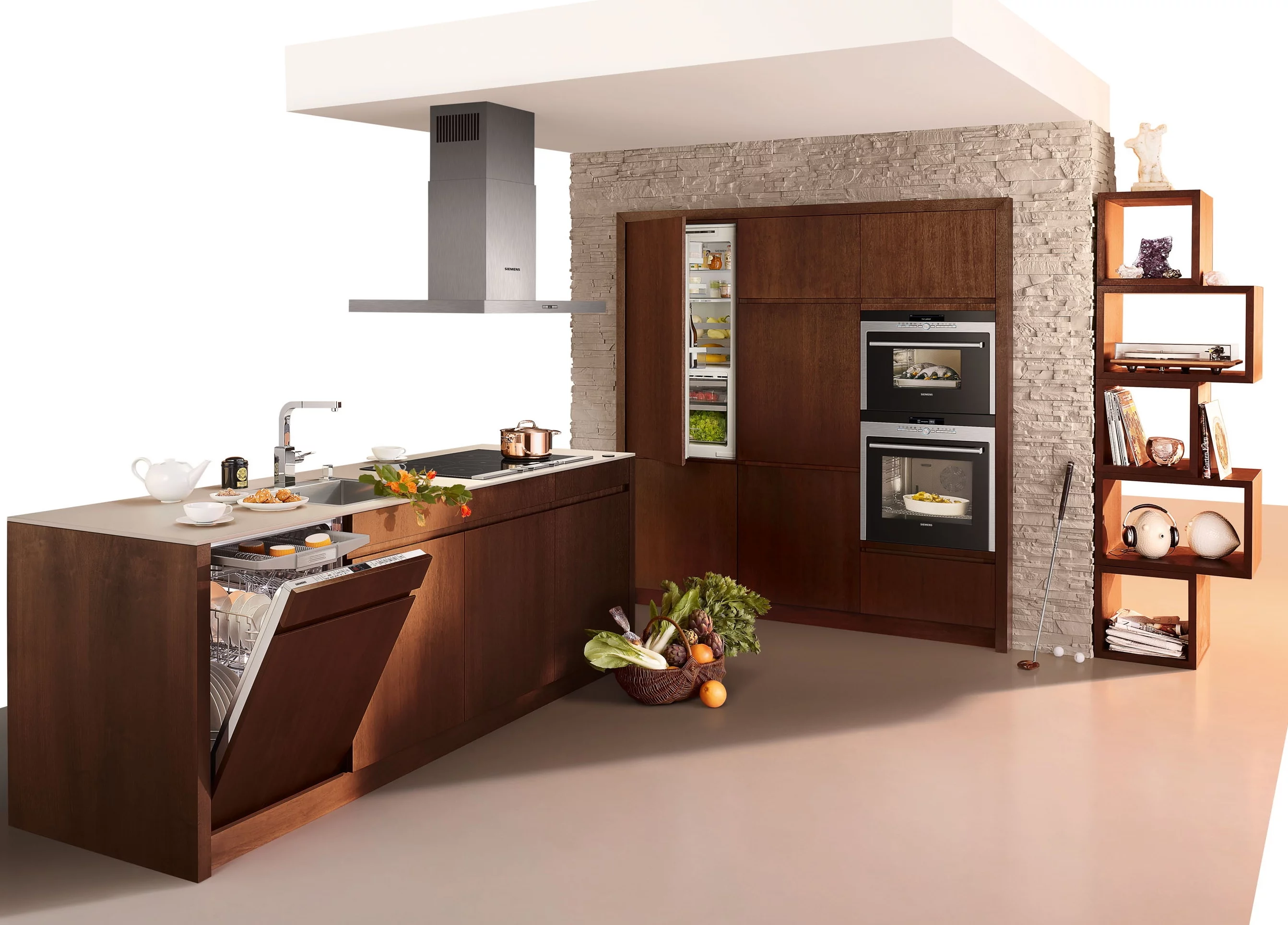 Siemens' full-surface induction cooktop boasts up to 48 conductors to form a continuous cooking surface